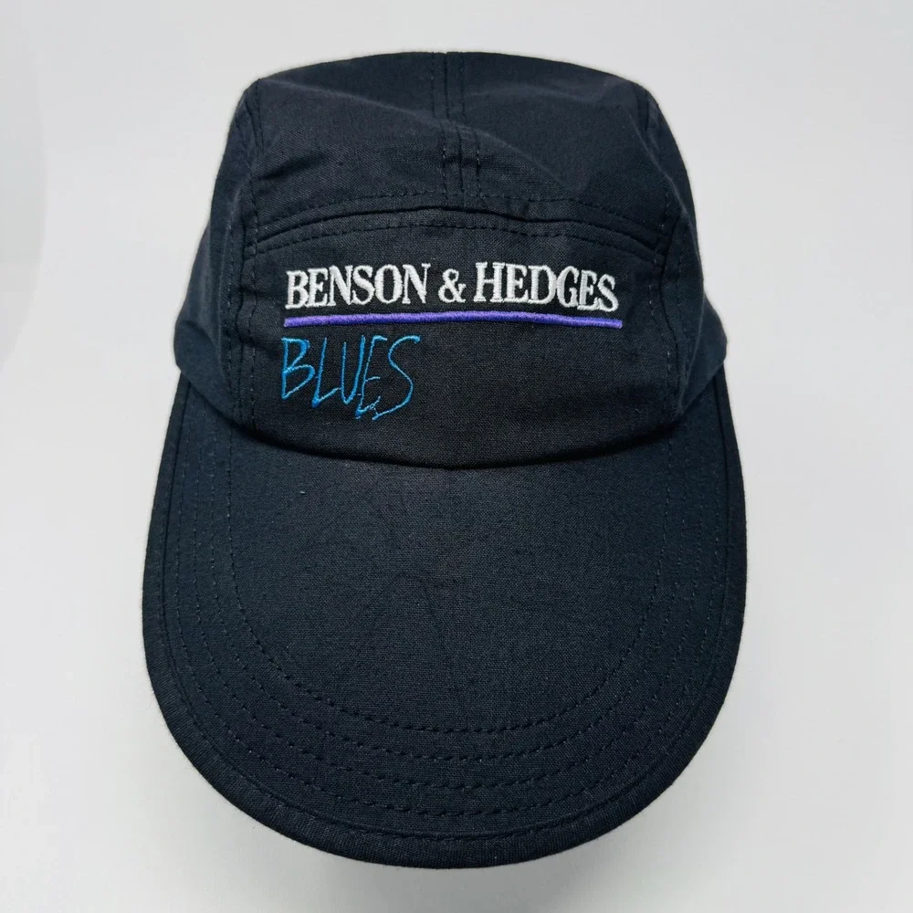 Vintage‎ Benson & Hedges Blues 5 Panel Hat Black USA Made Tobacco Promo Cap OSFA